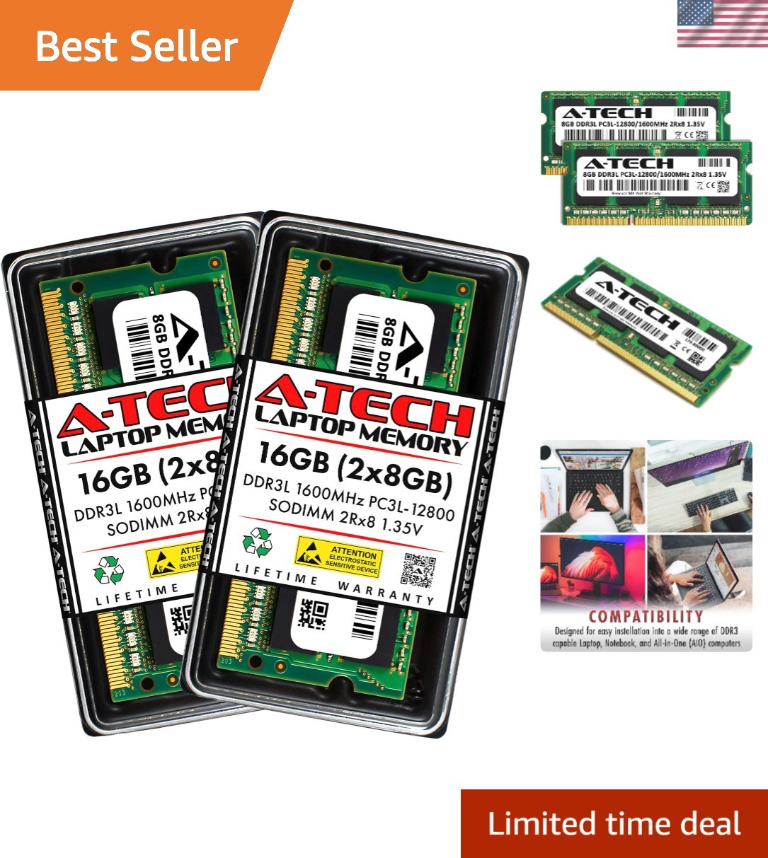 High-Speed 16GB DDR3 1600MHz SODIMM RAM Kit - Perfect for All-in-One Devices