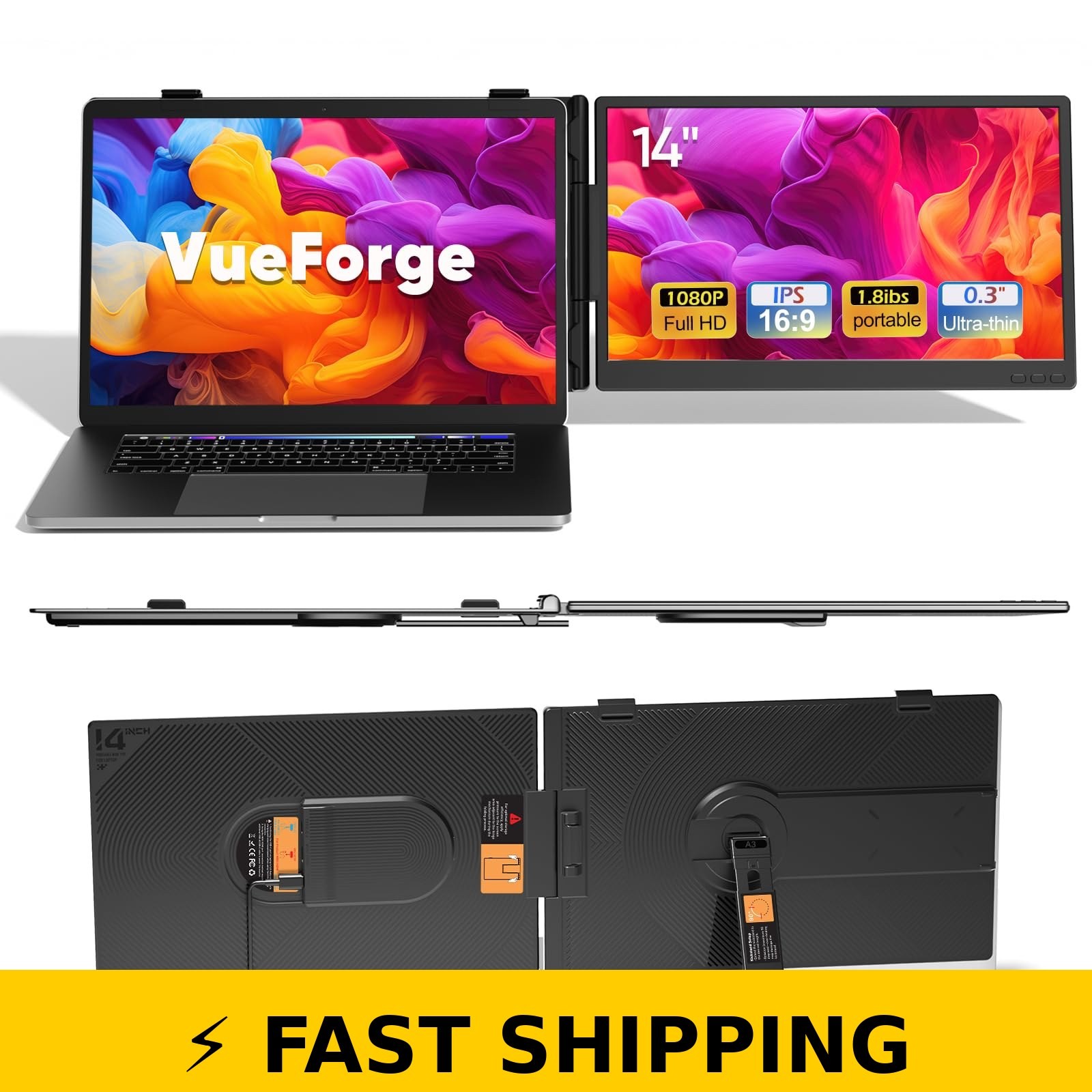 VueForge 14" FHD Portable Dual Screen Monitor for Laptop