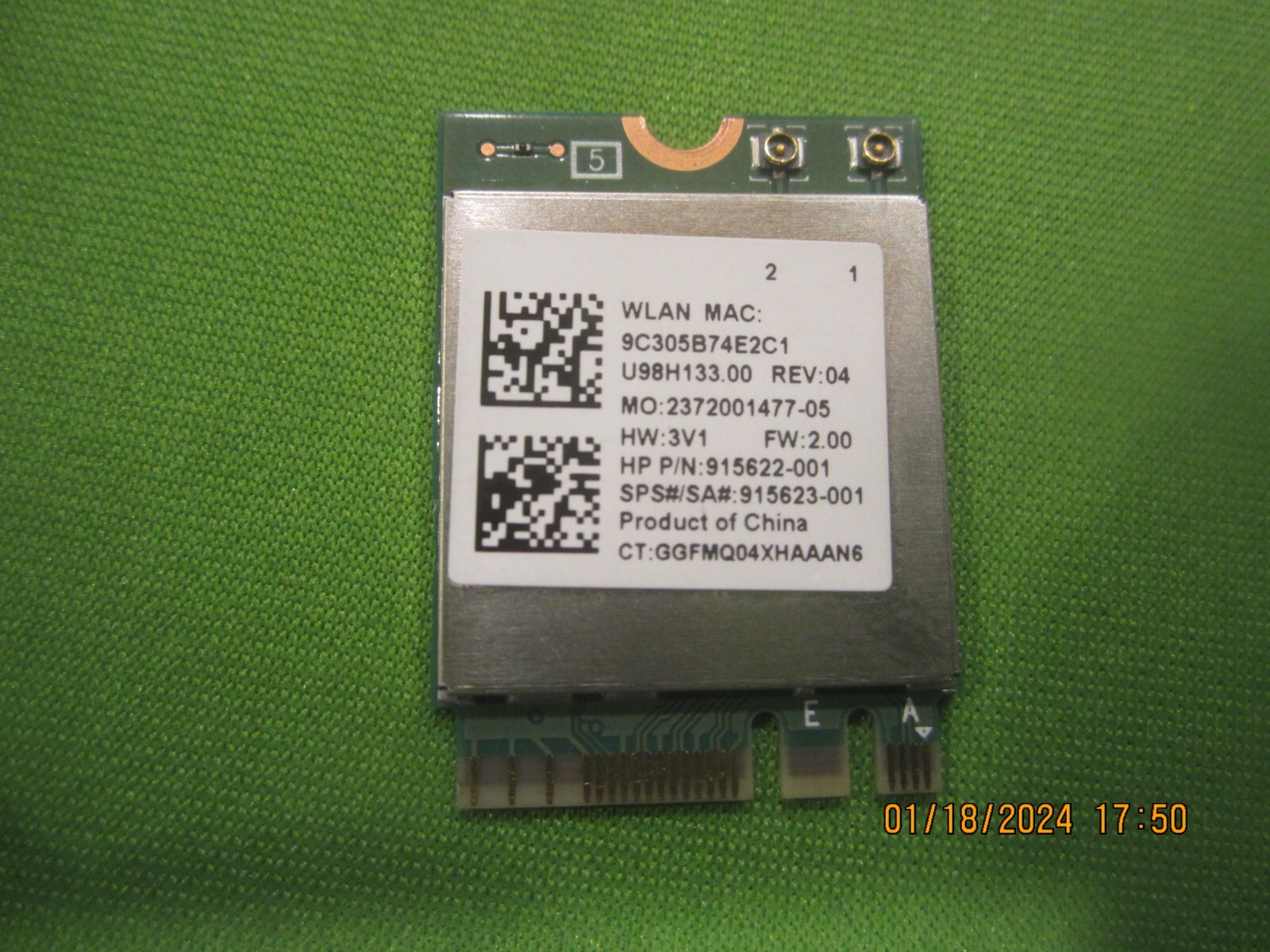 HP 915623-001 Realtek RTL8822BE 802.11AC/ABGN BLUETOOTH 4.2 NGFF U98H133.00