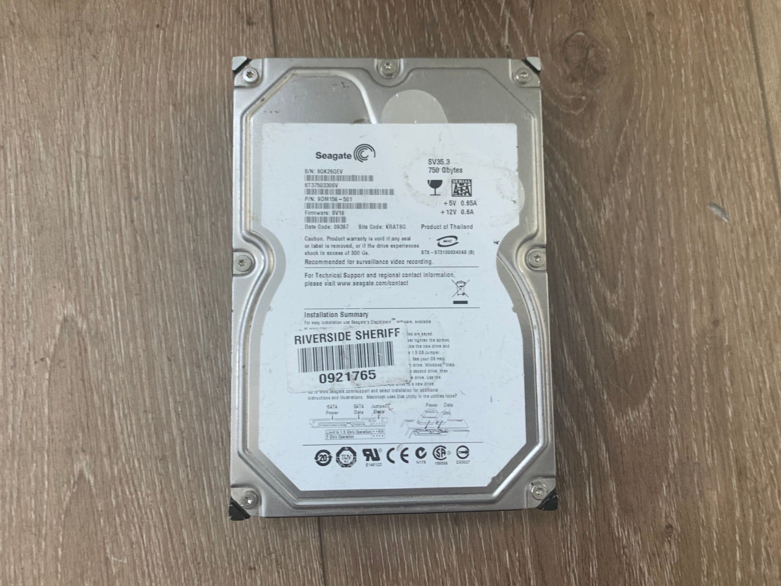 Seagate SV35.3 ST3750330SV 750GB 3.5 7200RPM SATA Internal Hard Drive | Untested
