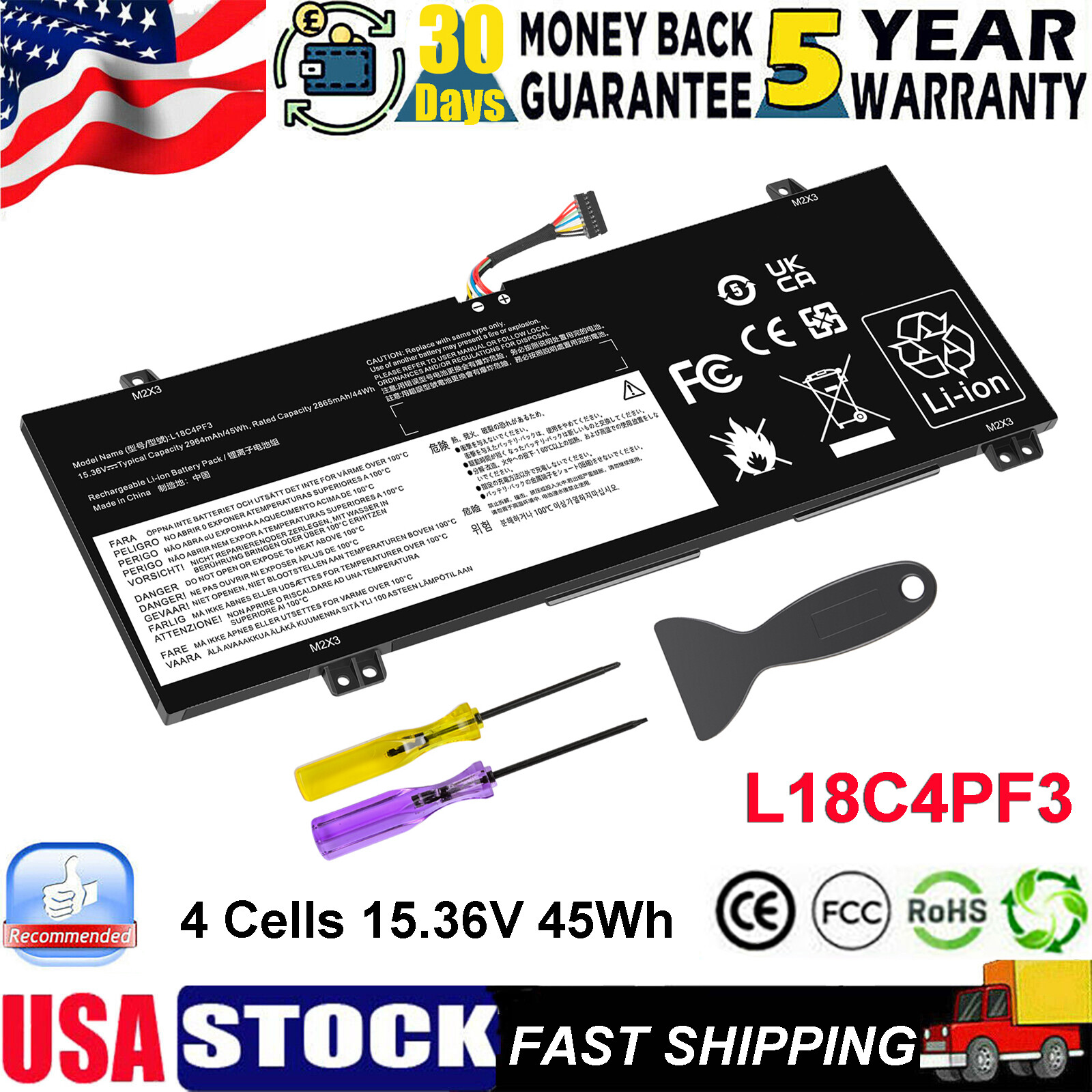 L18C4PF3 Battery for Lenovo IdeaPad Flex-14IWL C340-14API S540-14API L18M4PF3