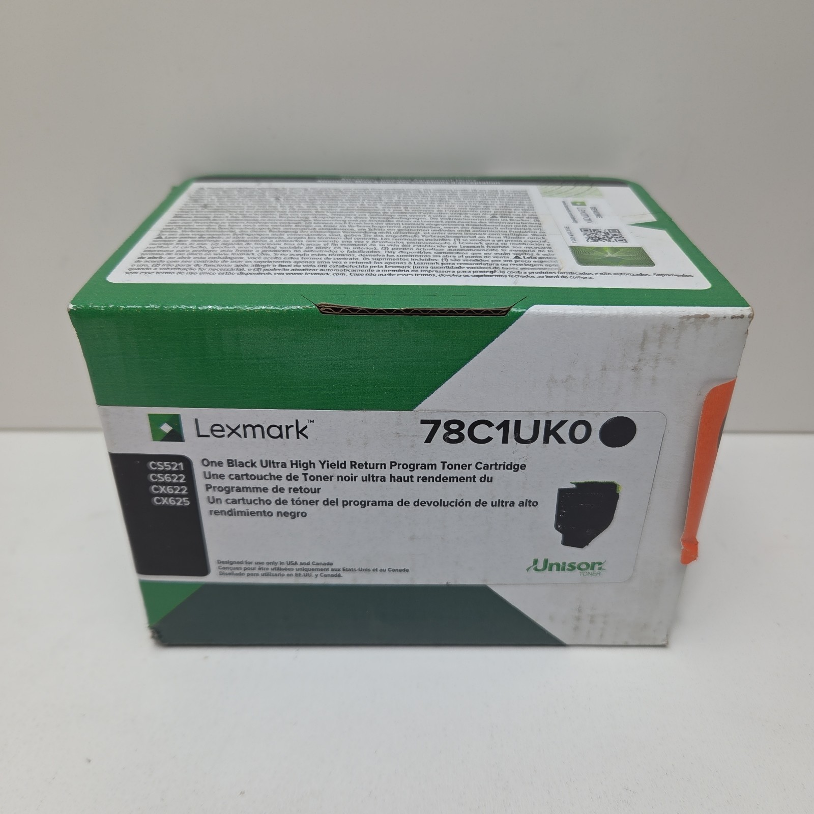 NEW GENUINE - LEXMARK 78C1UK0 BLACK TONER - CS521 CS622 CX622 CX625 - Sealed Box