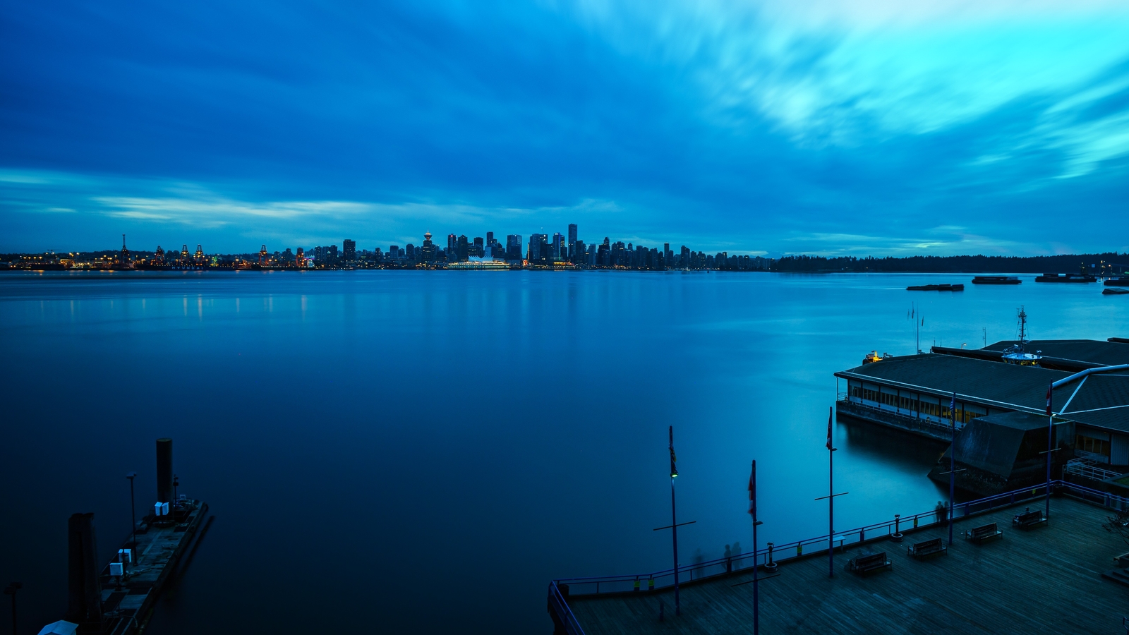 Landscape clouds city blue water cyan cityscape calm Custom Gaming Mat Desk