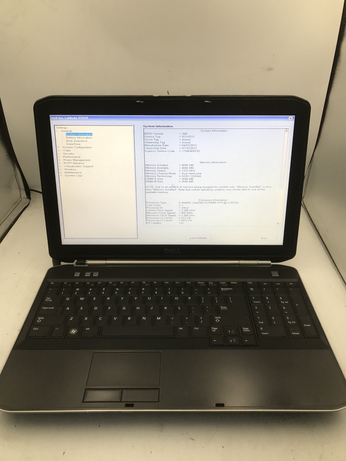 DELL LATITUDE E5520 - BOOTS TO BIOS - INTEL I3 2330M - 4GB RAM - READ DESC - BB