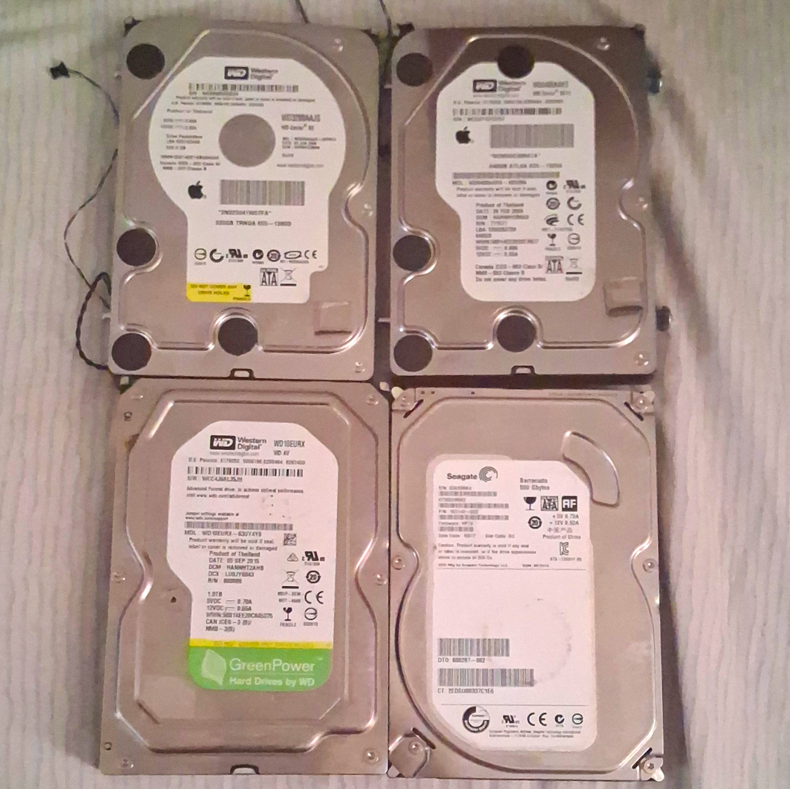 Lot of 4 WD/Seagate 3.5" SATA HDDs 320GB 500GB 640GB 1TB