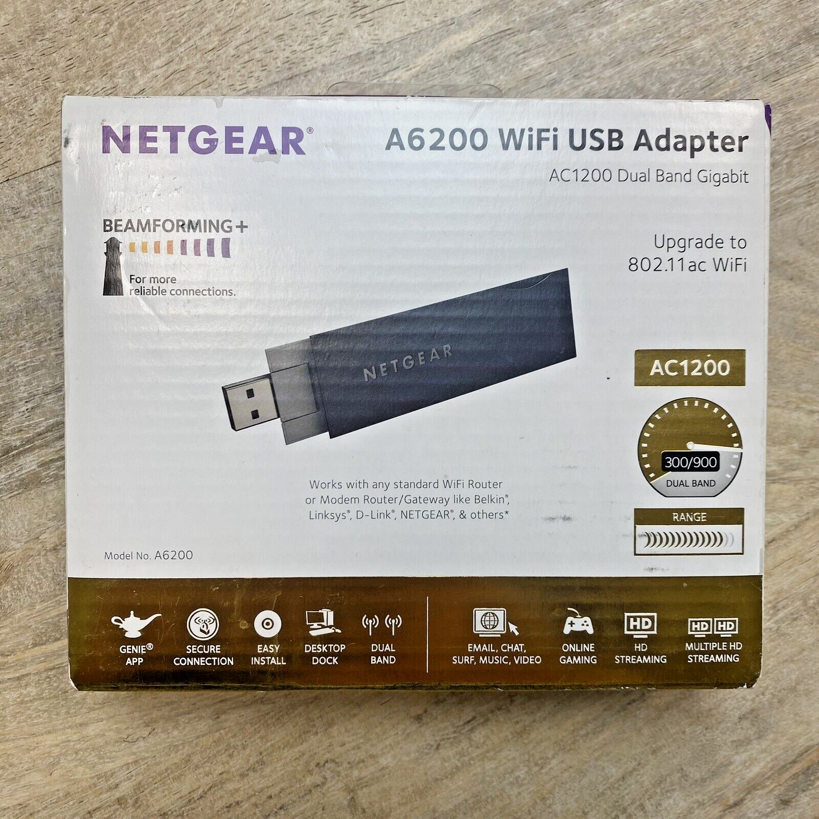 NETGEAR WiFi USB 2.0 Adapter - AC Dual Band (A6200) Brand New