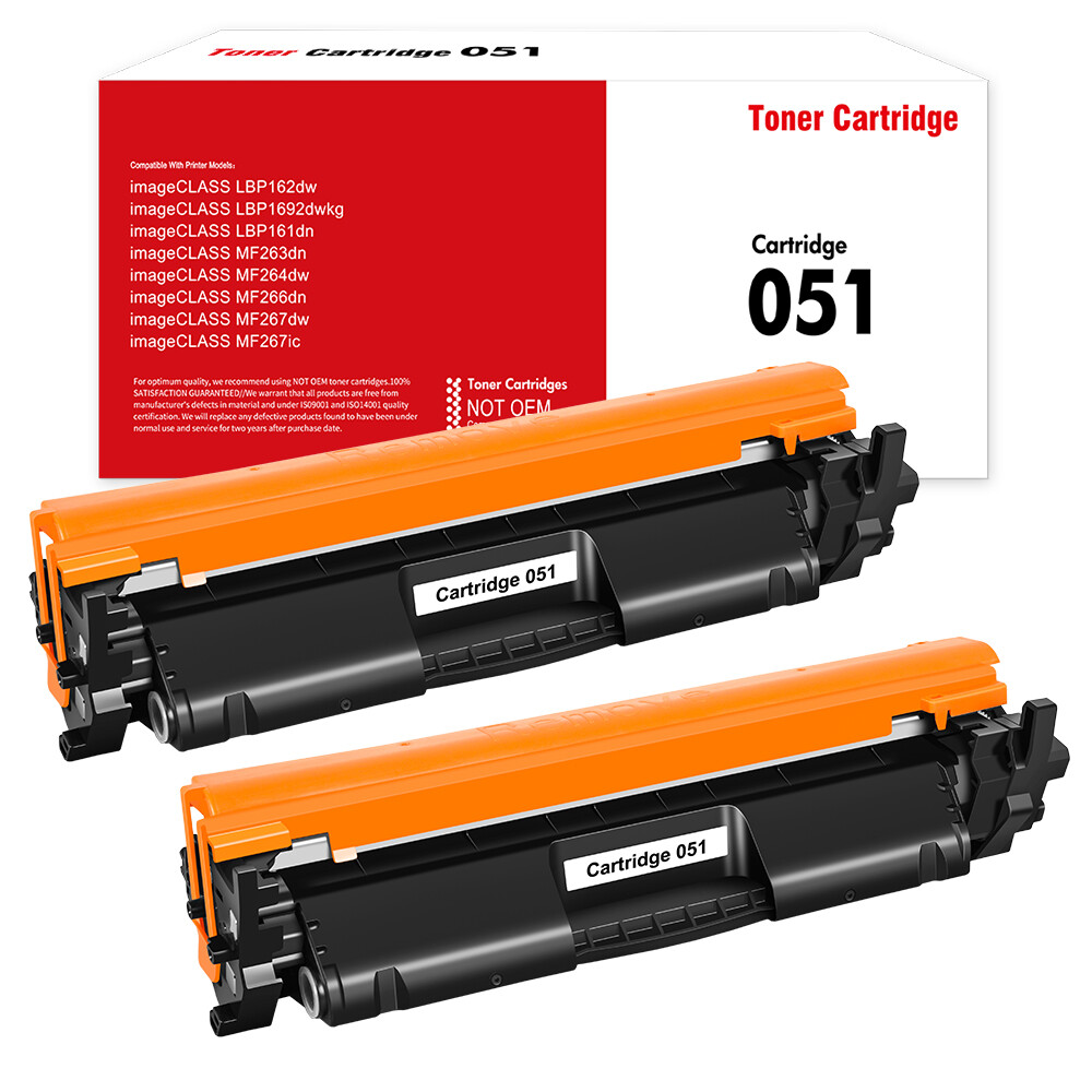 2 Pack CRG-051 Toner Cartridge For Canon ImageCLASS LBP162dw MF264dw Printer