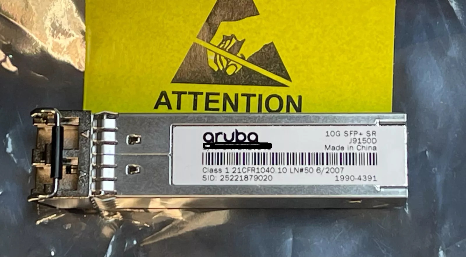 J9150D HPE Aruba 10G SFP+ LC SR OM3 300m MMF Transceiver USED