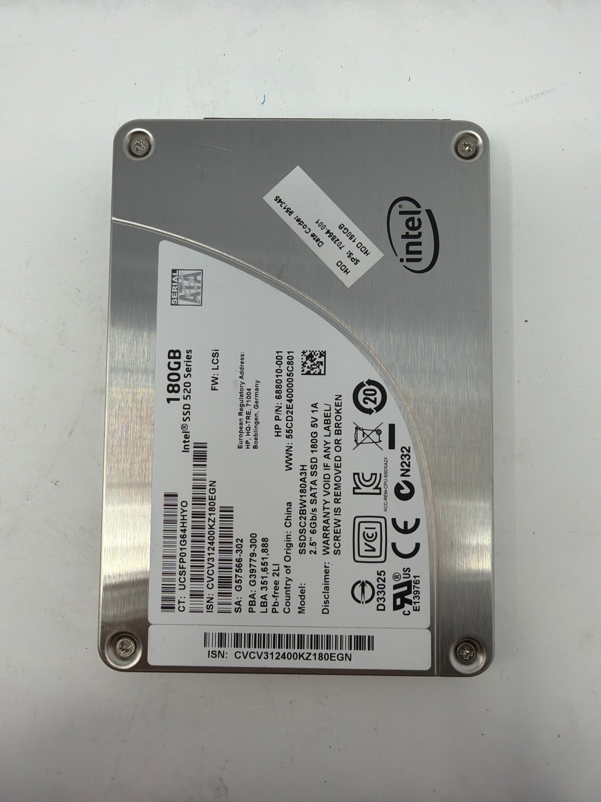 Intel SSDSA2M180G3H 160GB SATA Grade B