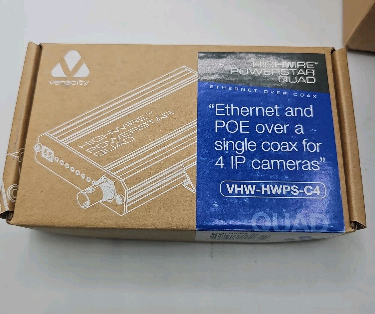 Veracity VHW-HWPS-C4 HIGHWIRE Powerstar Quad 4-Port PoE Switch Over Coax Cable