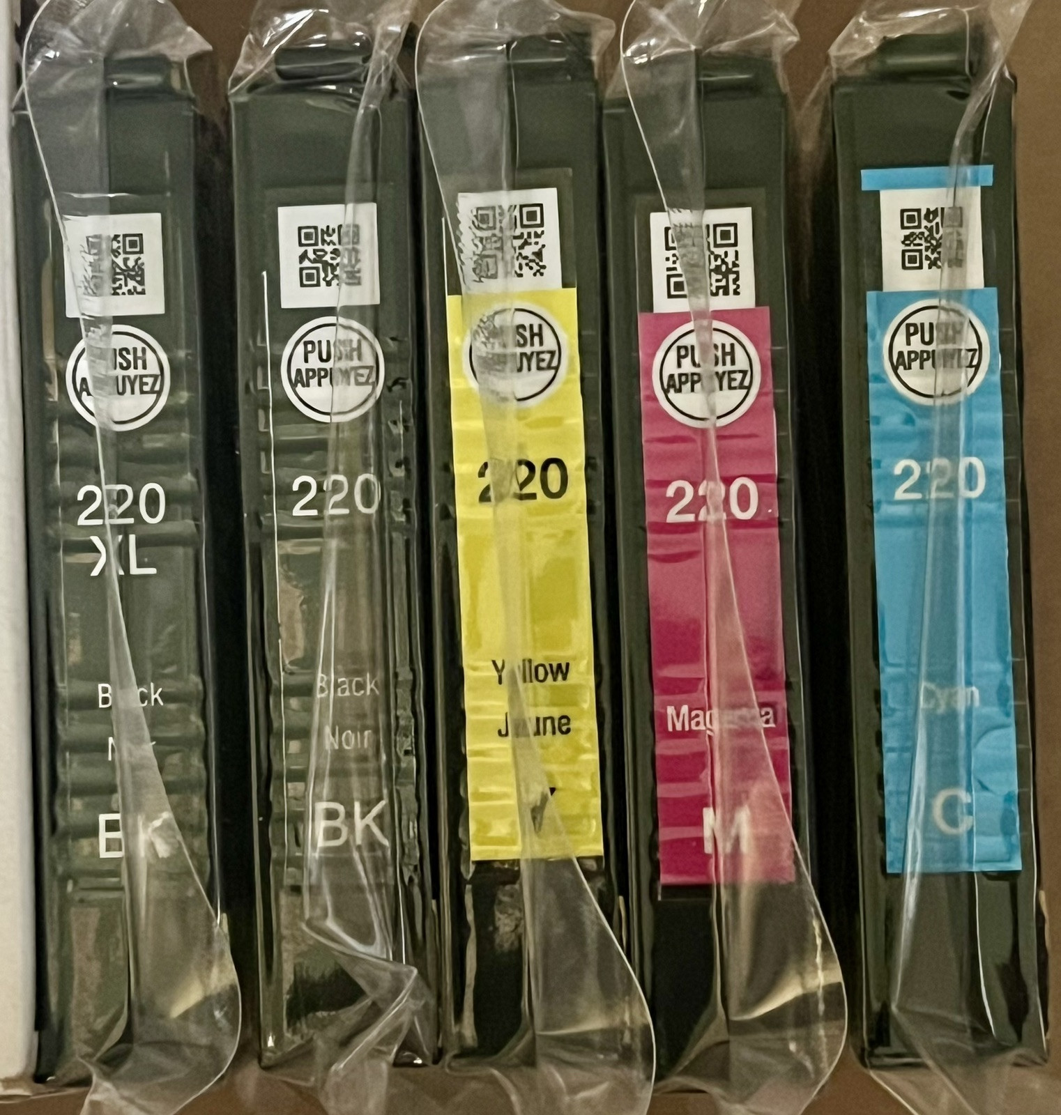 5 LOT NEW EPSON GENUINE SEALED 220XL BLACK & 220 COMBO 4-PACK WF-2650 WF-2750