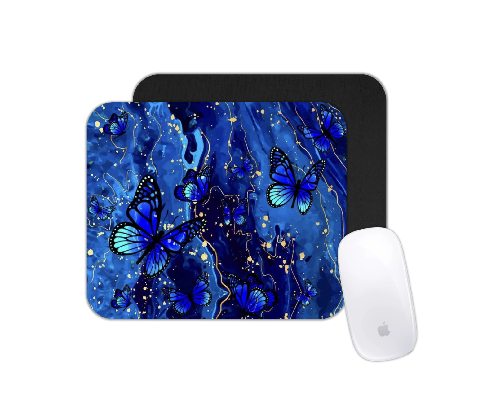 Blue Butterfly Watercolor Art Desk Mat Non-Slip Gaming Mouse Pad