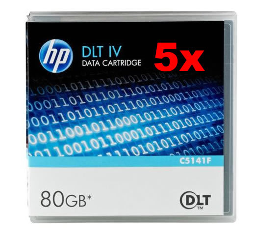 5 x HP DLT IV 40/80GB Data Cartridge Backup Tape C5141F