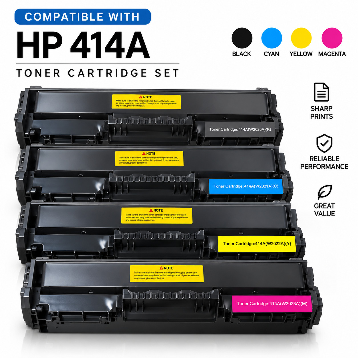 Toner Cartridge compatible HP 414A Toner Set CMYK 4 Pack