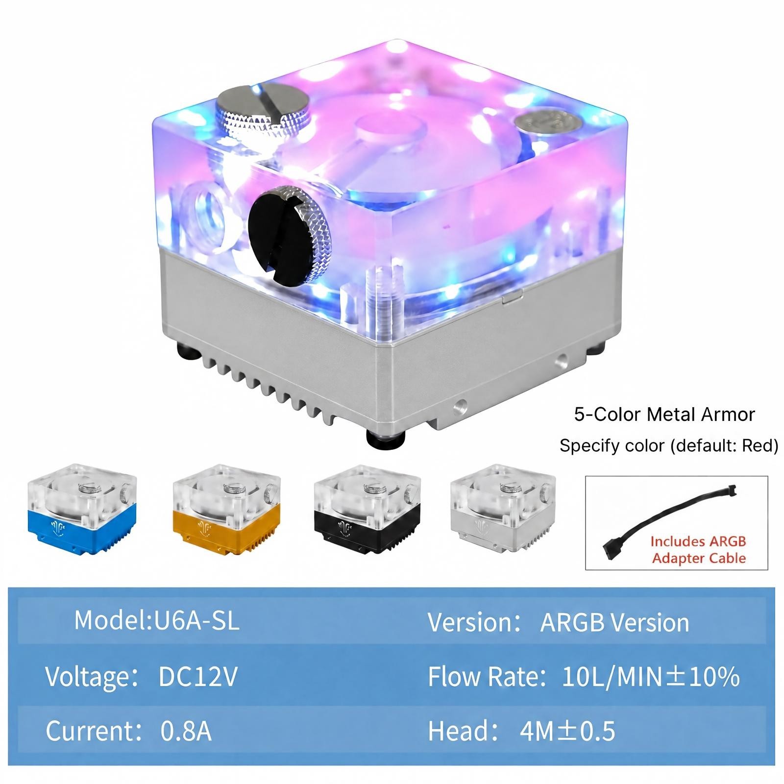 12V Pump Reservoir Combo Silver Metallic Premium G1/4 for High End PC Builds
