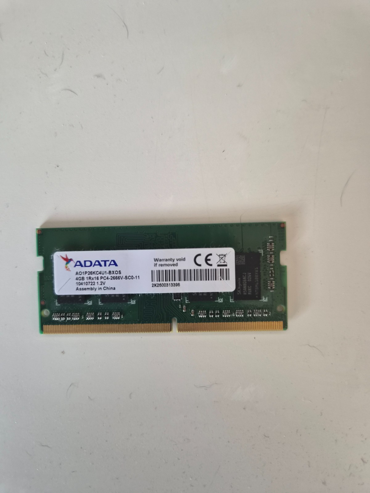 ADATA 4GB DDR4 Laptop RAM SO-DIMM PC4-2666V 2666MHz 260-Pin Memory AO1P26KC4U1-B