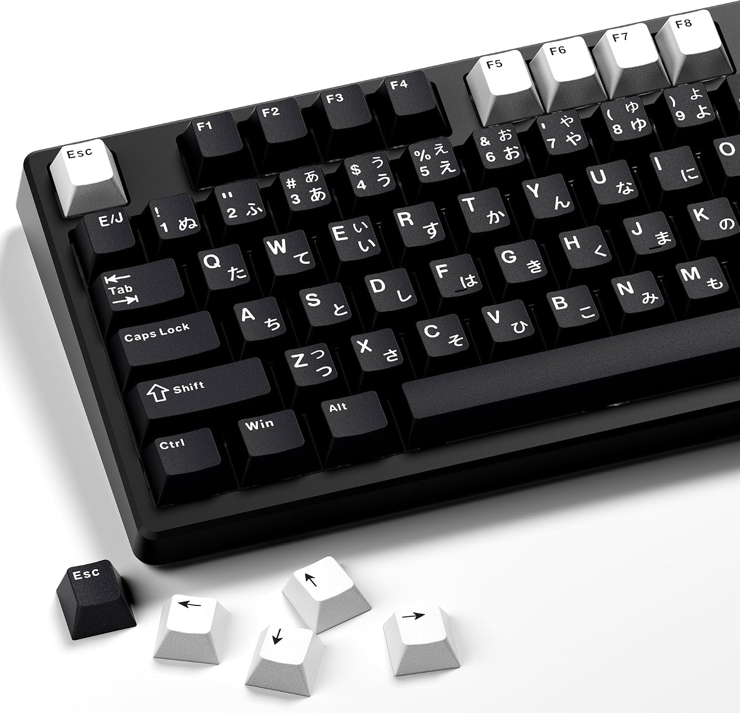 XVX Black Japanese Keycaps, Double Shot PBT Keycap Set, 146 Keys Cherry Profile