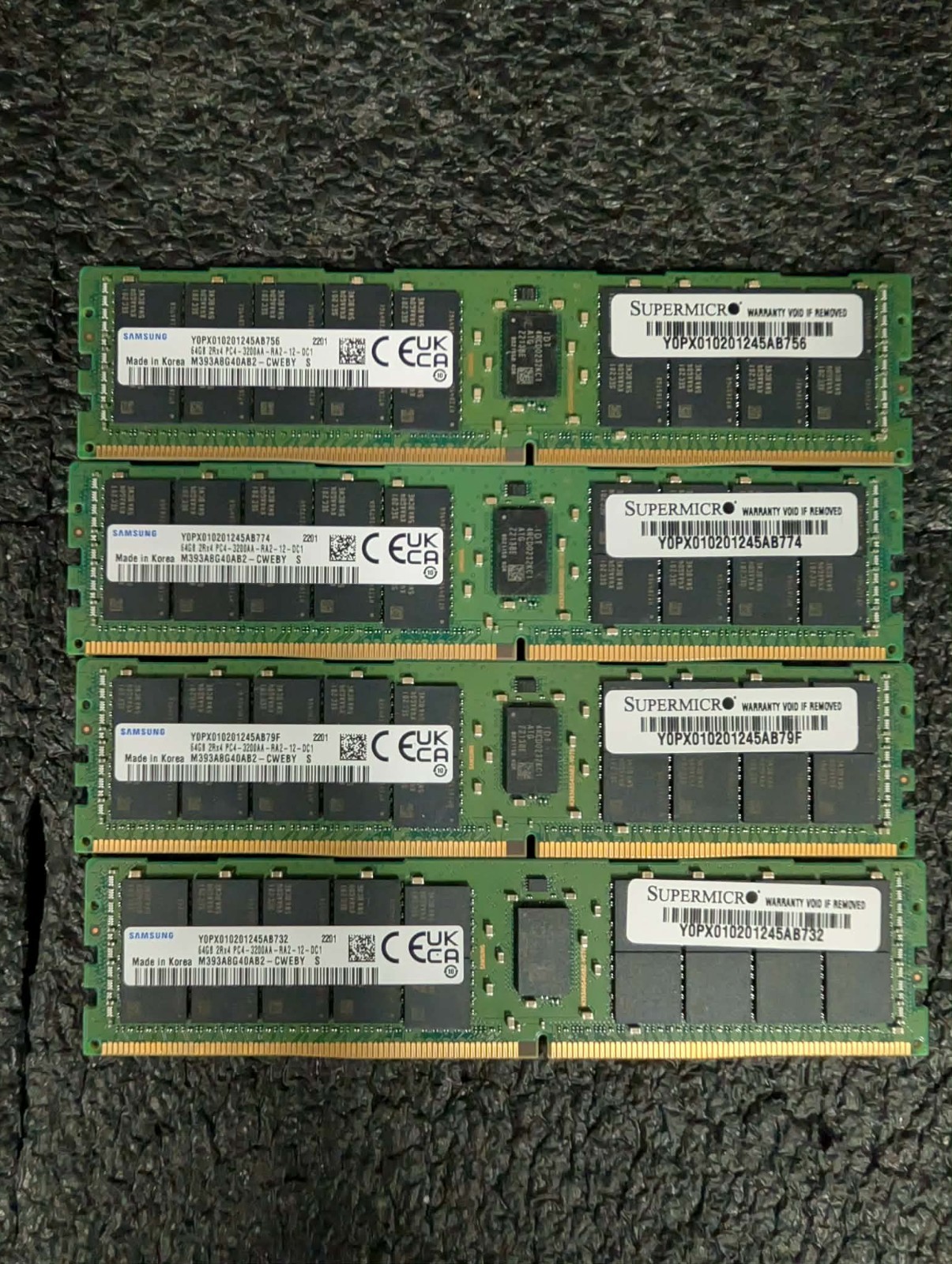 Lot 4 Samsung 64gb PC4-25600 2Rx4 DDR4-3200AA ECC RDIMM Reg Server Memory RAM