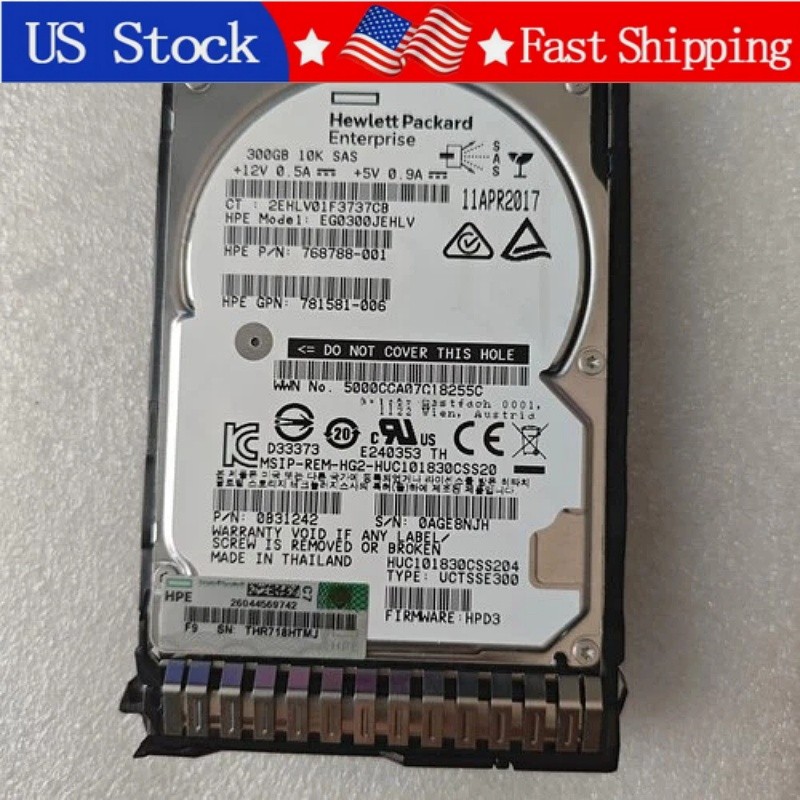 New HPE 785067-B21 785410-001 768788-001 300GB 10K 12Gb SAS 2.5" SFF SC HDD