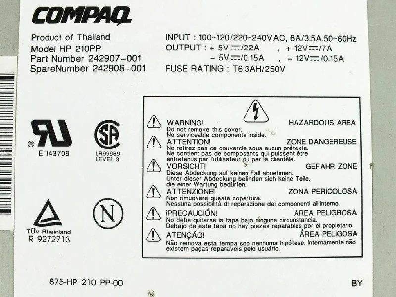 242907-001 242908-001 compaq hewlett packard hp at power supply with remote swi