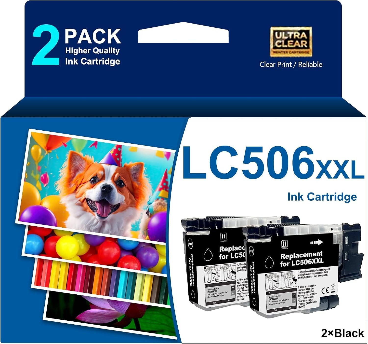 LC506XXL Ink Cartridges 2-Pack Black [Compatible With Brother] SHOVTEN Chip BN