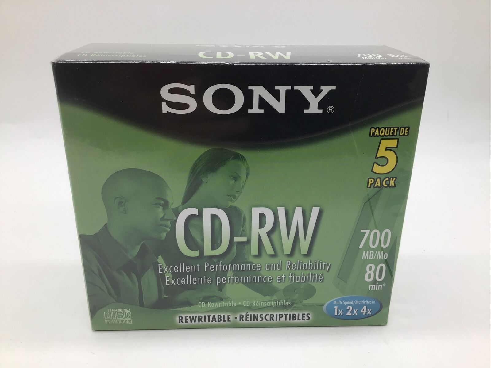 New & Sealed Sony CD - RW 5 Pack Blank Discs 700MB 80Min Rewritable 5CDRW700L