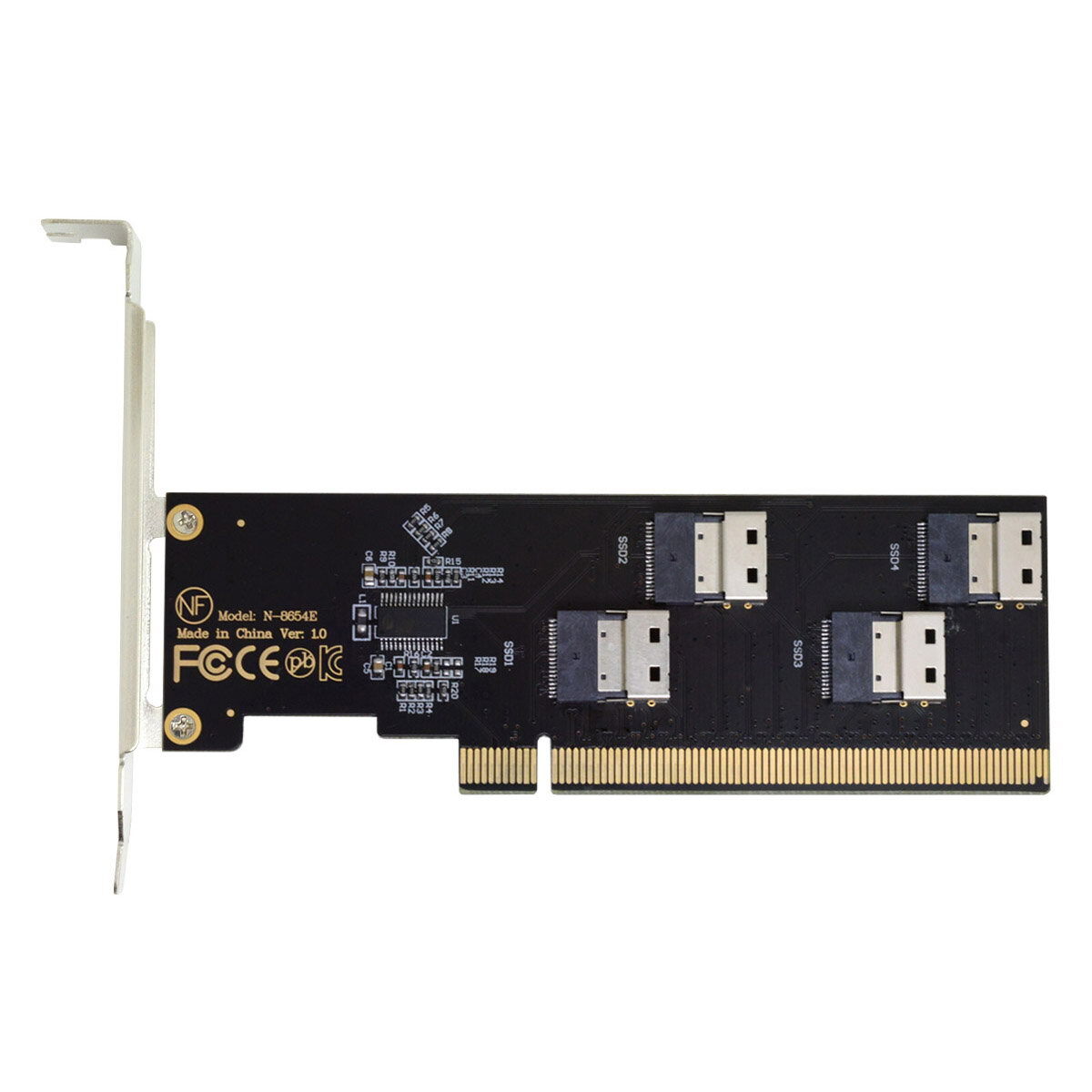 Cablecy  Four Slimline 4 NVME to PCIE Express SFF-8654 4X 3.0 4.0 Raid Card VROC