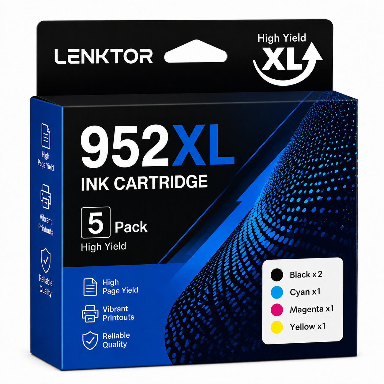 952XL 5PK 2BK/C/M/Y Ink Cartridge OfficeJet Pro 7720 7740 8210 8710 8720 8740