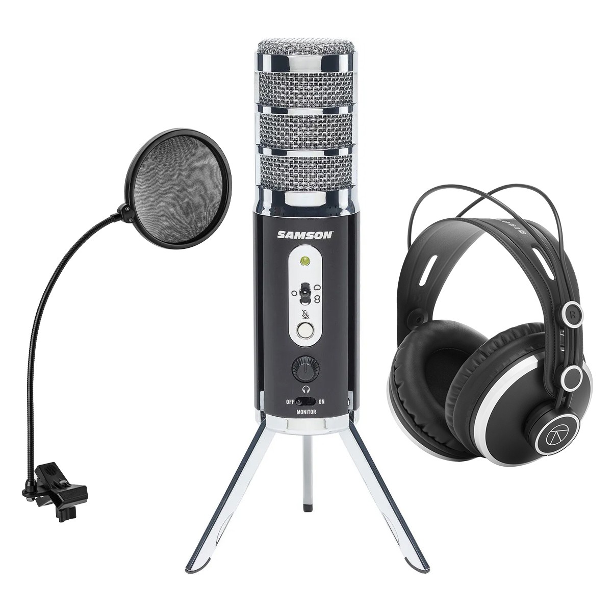 Samson Satellite USB/iOS Broadcast Microphone with Dual 16mm Condenser Capsules,