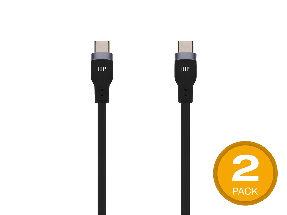 Monoprice USB-C to USB-C Silicone Charging Cable - USB 2.0, 240W PD, Ultra