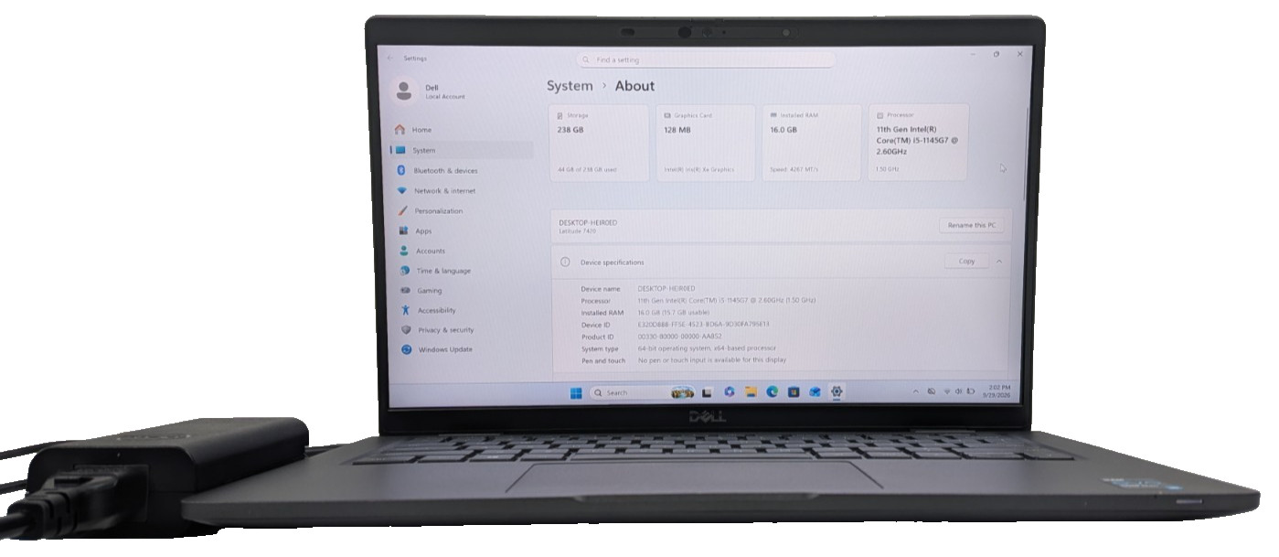 Dell Latitude 7420 4 Core i5 11th Gen 16GB 256SSD W11 *One Year Warranty*