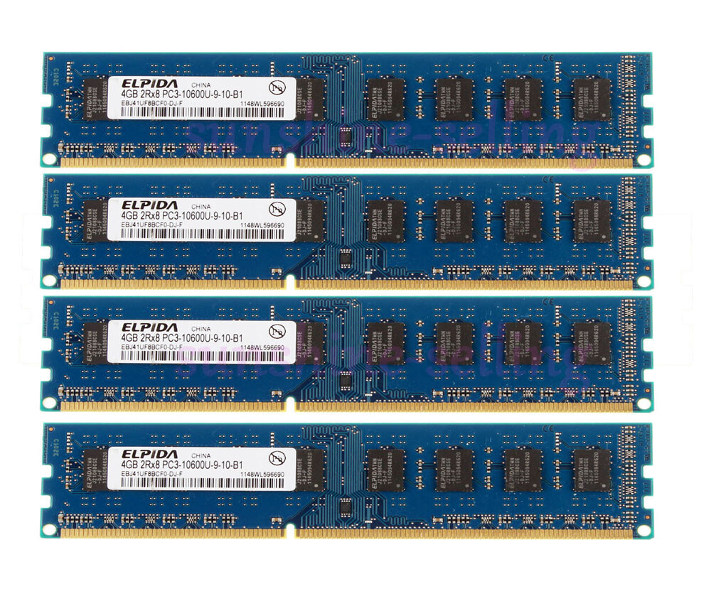 Elpida DDR3 RAM 16 GB 4X 4 GB 2Rx8 PC3-10600 1333Mhz Desktop Memory DIMM NON-ECC