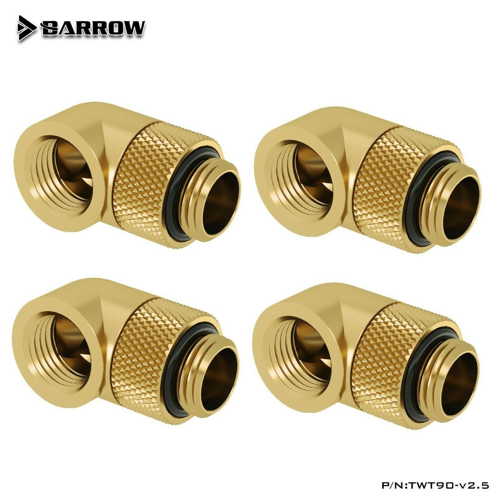Barrow G1/4" Male to Female Extender Fitting, 90 Degree Rotary , Golden 4 Pack