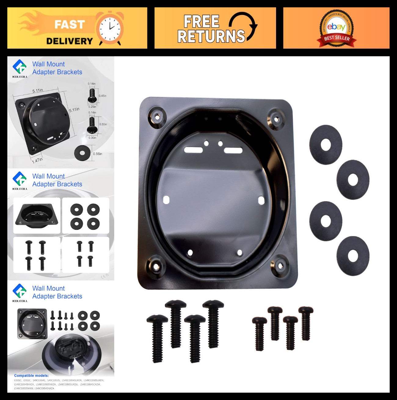 Universal Wall Mount Adapter Brackets for 49" Odyssey OLED Monitors - VESA Compa