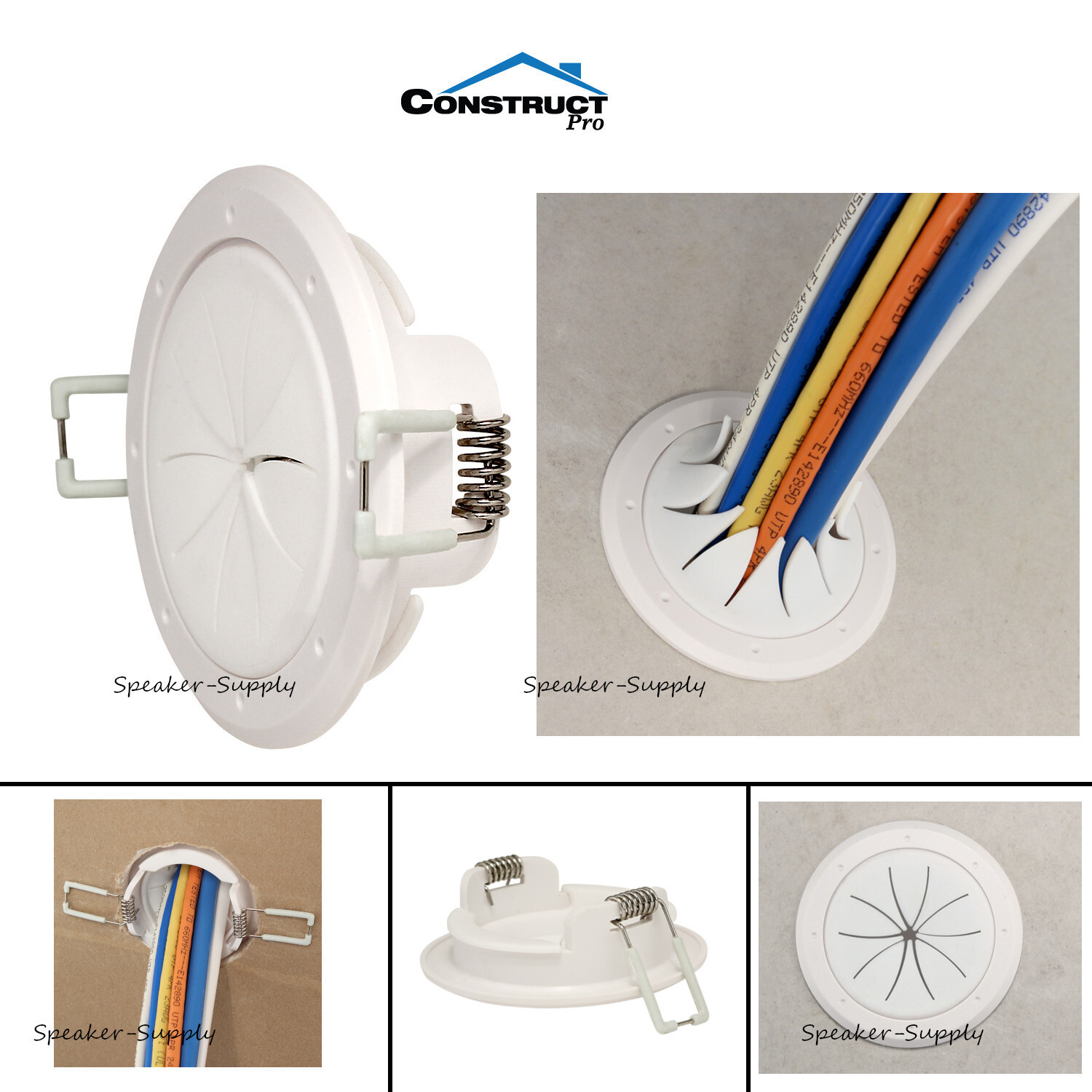 Construct Pro Speedy'Z Spring-Lock 2" Cable Pass Through Port Grommet White Each