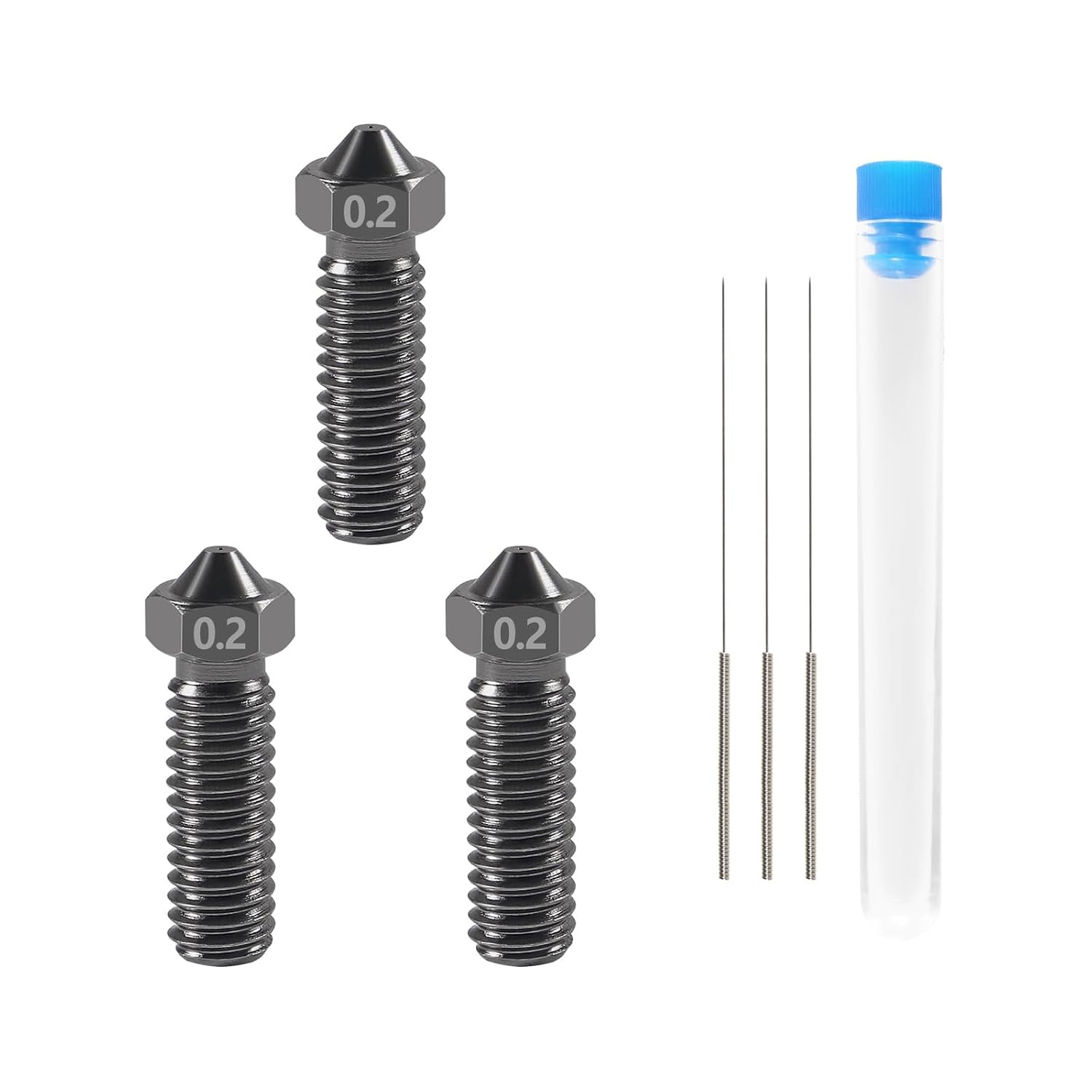 3 Pcs 0.2Mm 3D Printer Hardened Steel Nozzles for Volcano Nozzle