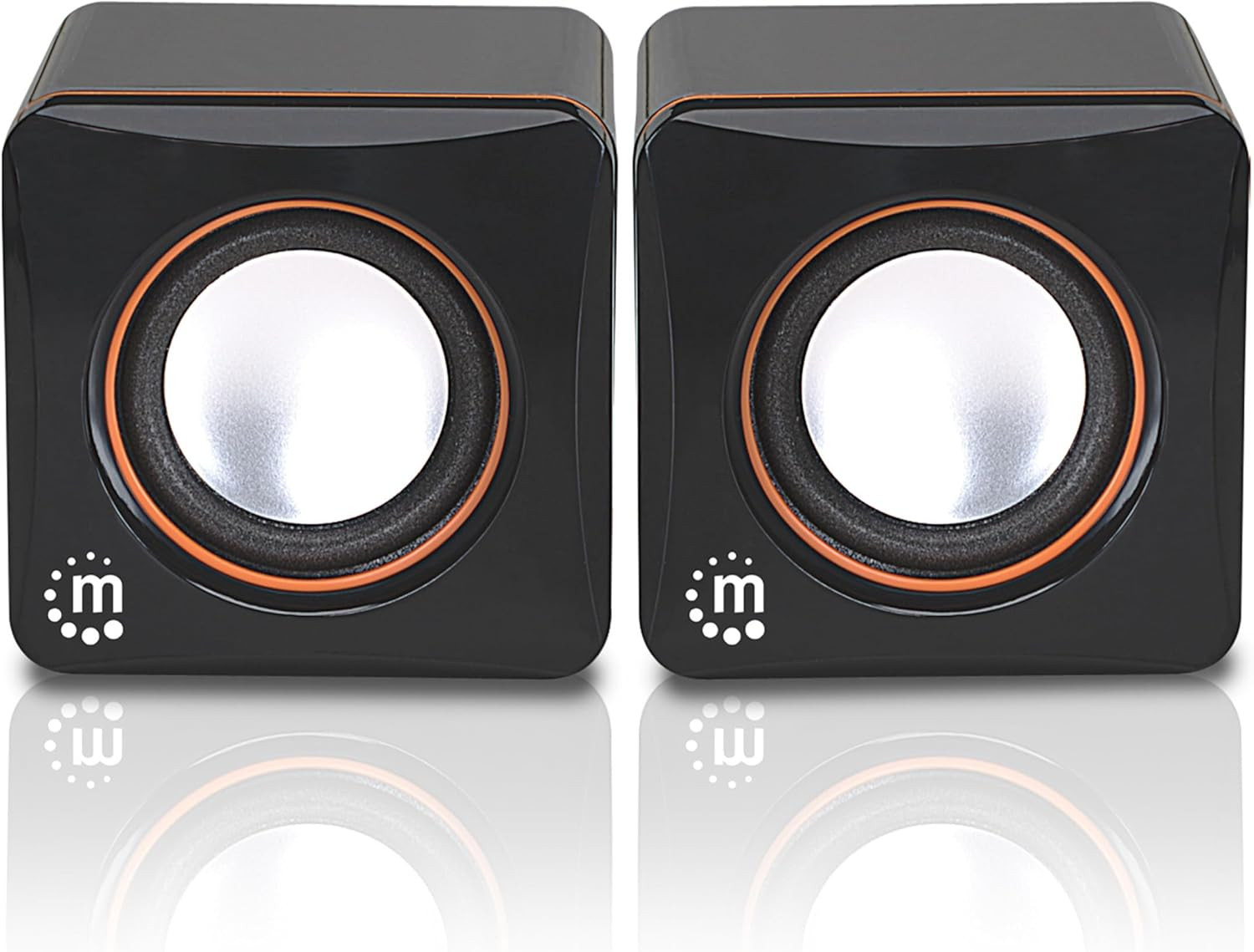 Manhattan USB Powered Stereo Speaker System - Small Size  Black 2 Pieces