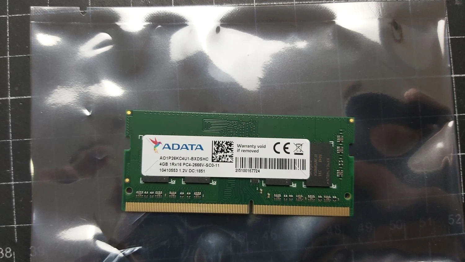 GREEN - ADATA 4GB DDR4 1RX16 PC4 2666V MEMORY SODIMM RAM