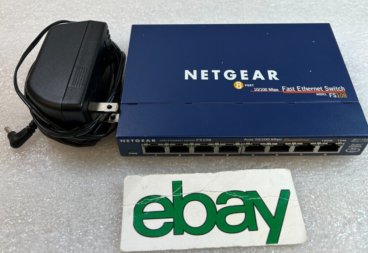 Netgear FS108 v2 8 Port 10/100 Fast Ethernet Switch 