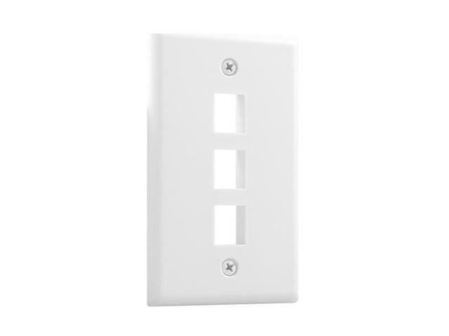 (3 pack) Steren 310-203WH Standard Keystone 3-Port Wall Plate, White
