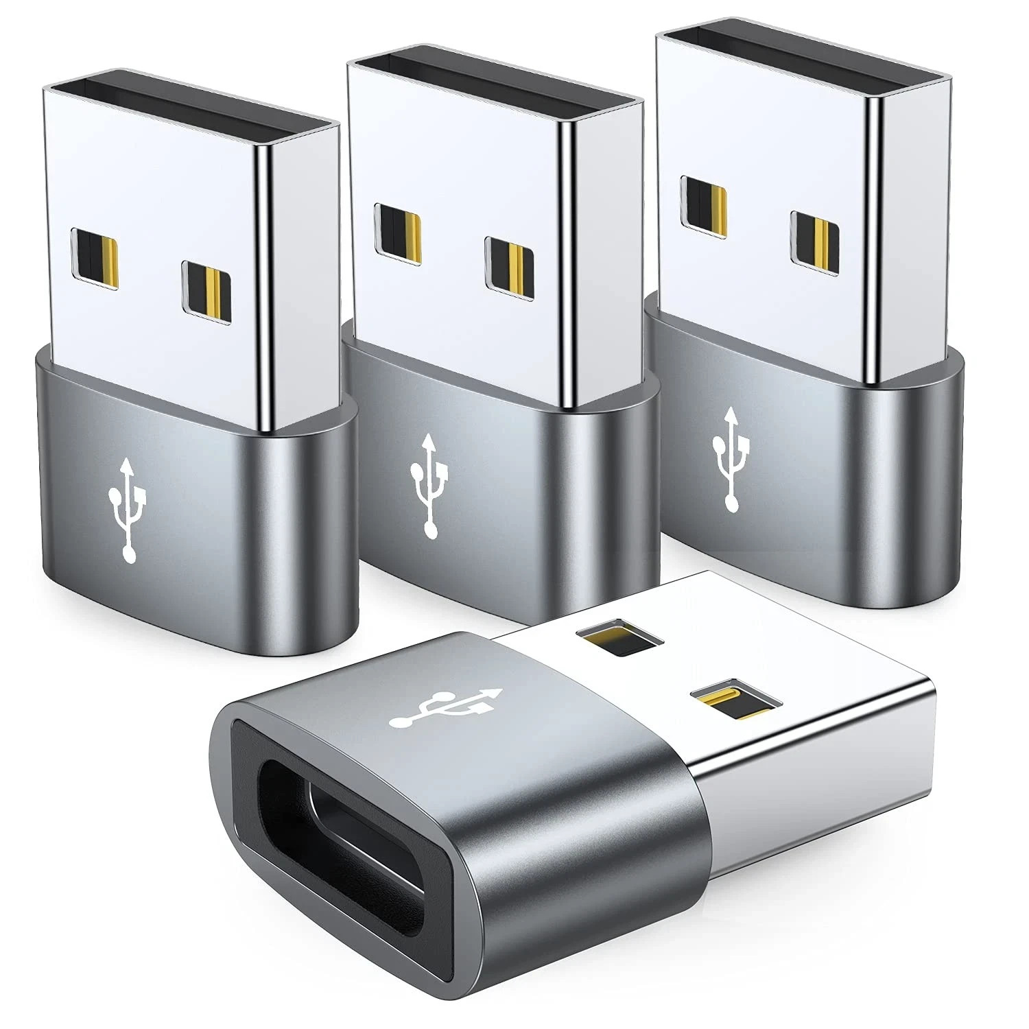 4 Pack USB to USB-C Adapter for iPhone 17/16 Pro Max 15 14 13 12, iPad, Galaxy