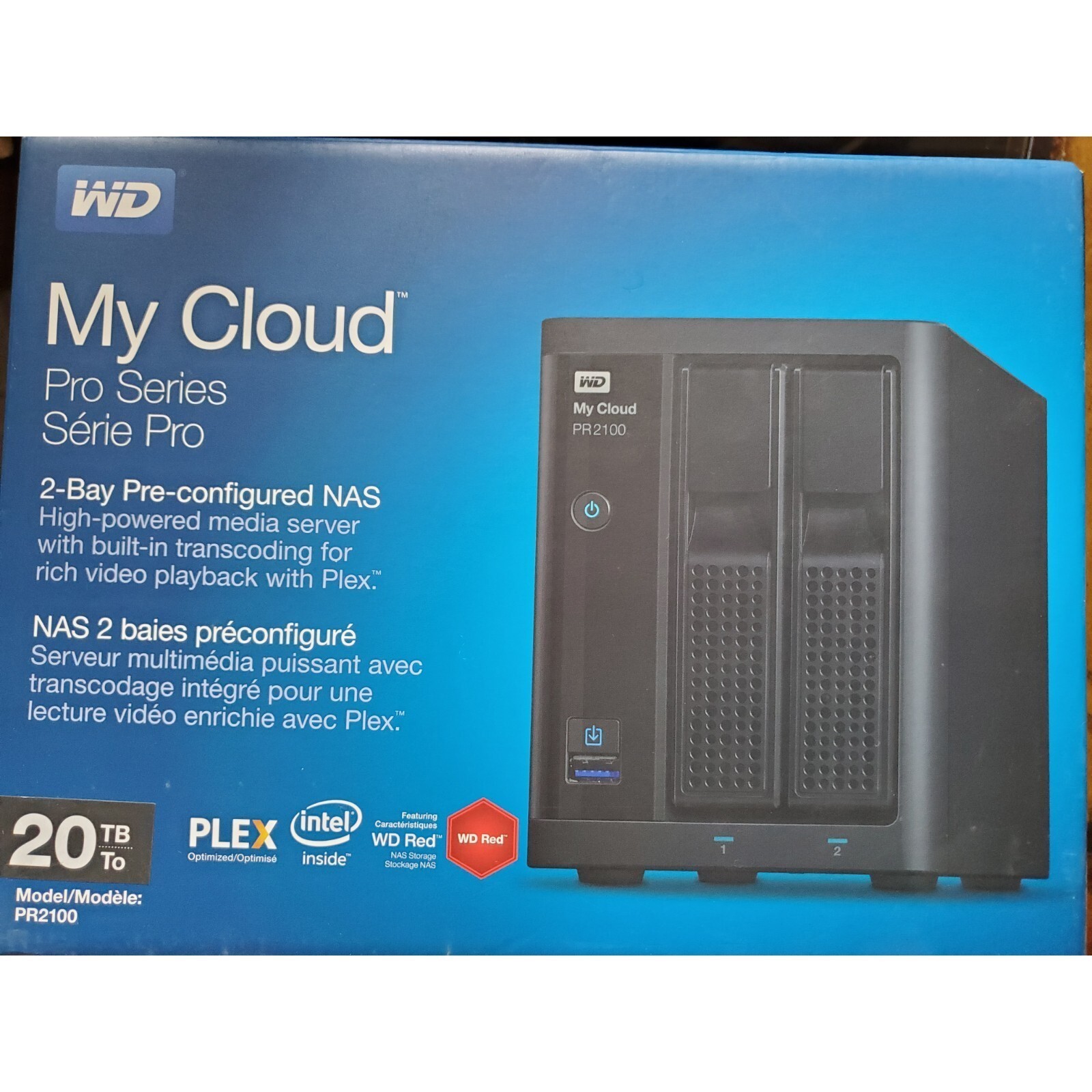 WD My Cloud PR2100 NAS 20TB 2-Bay 2x10TB WD Red Drives RAID Plex Server