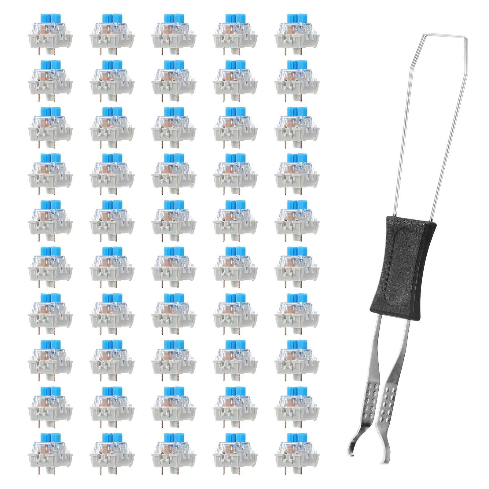 45 PCS Blue Mechanical Keyboard Switches 3Pin Clicky Dustproof Replacement