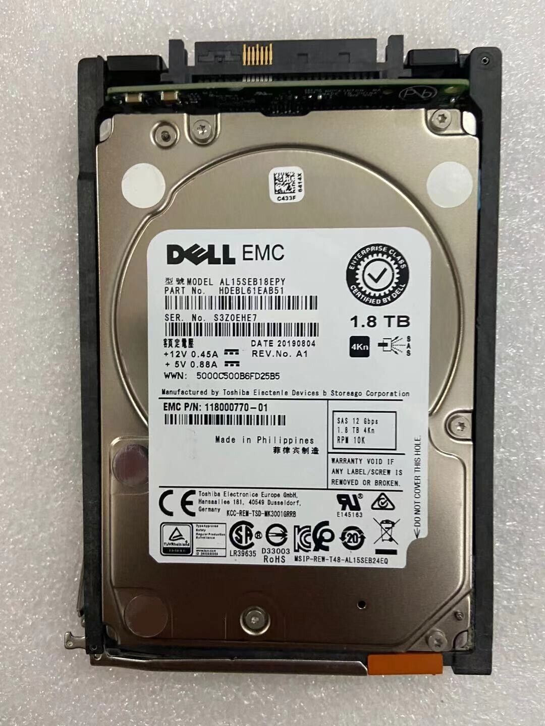 FOR EMC D4-2S10-1800 005053154 005053155 1.8TB 2.5" SAS 10000 RPM Hard Drive