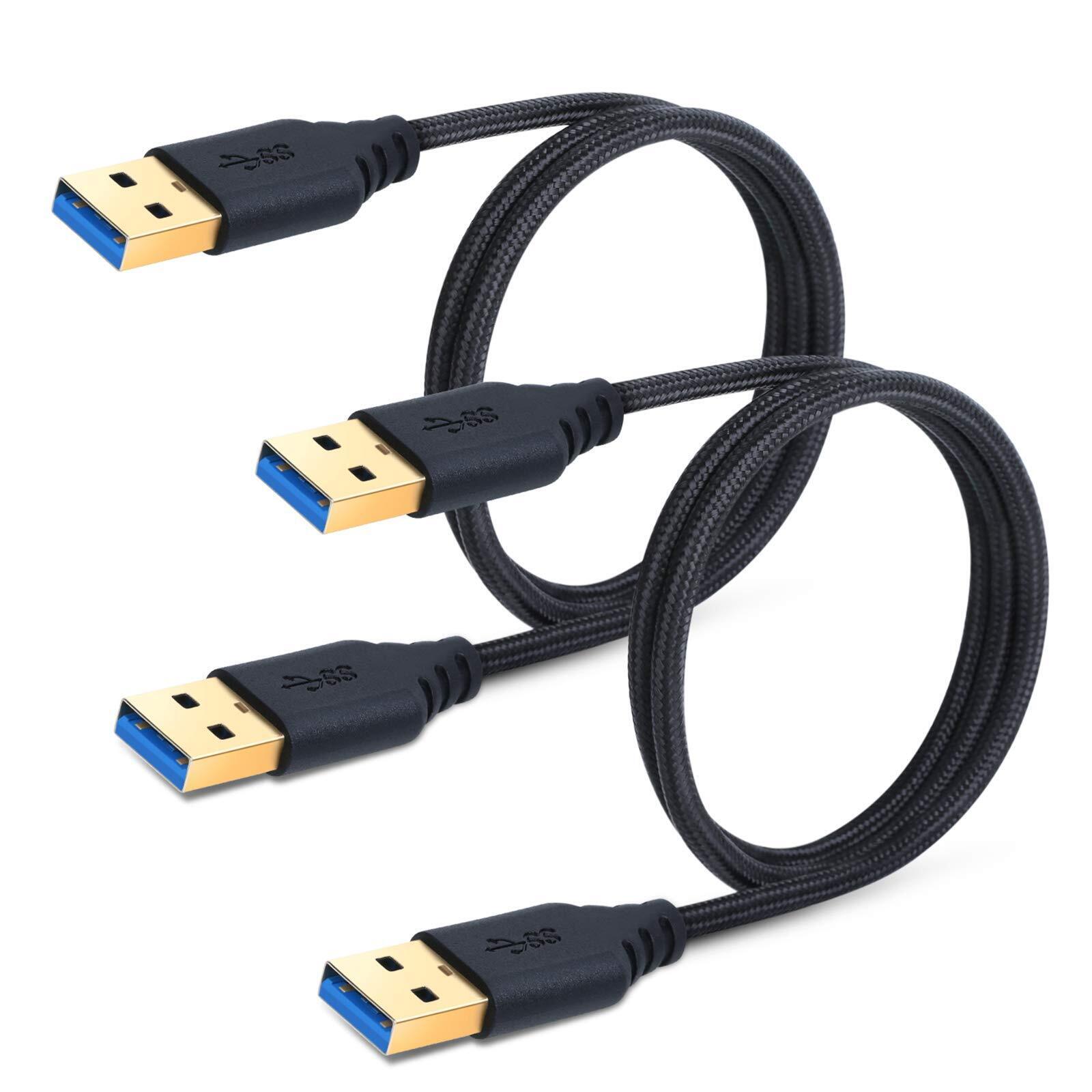 USB to USB Cable Cord, 2-Pack 3FT/1M Braided USB 3.0 Type A Male to Male Cabl...
