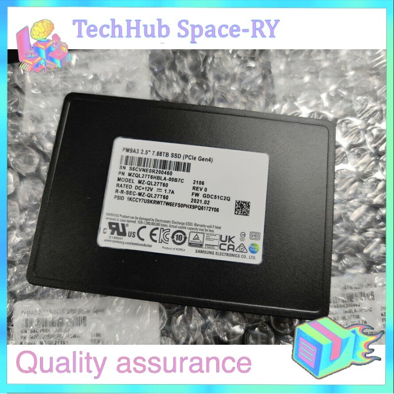 Original Samsung PM9A3 7.68TB SSD U.2 NVME MZ-QL7T60 PCIE MZQL27T6HBLA-00A07