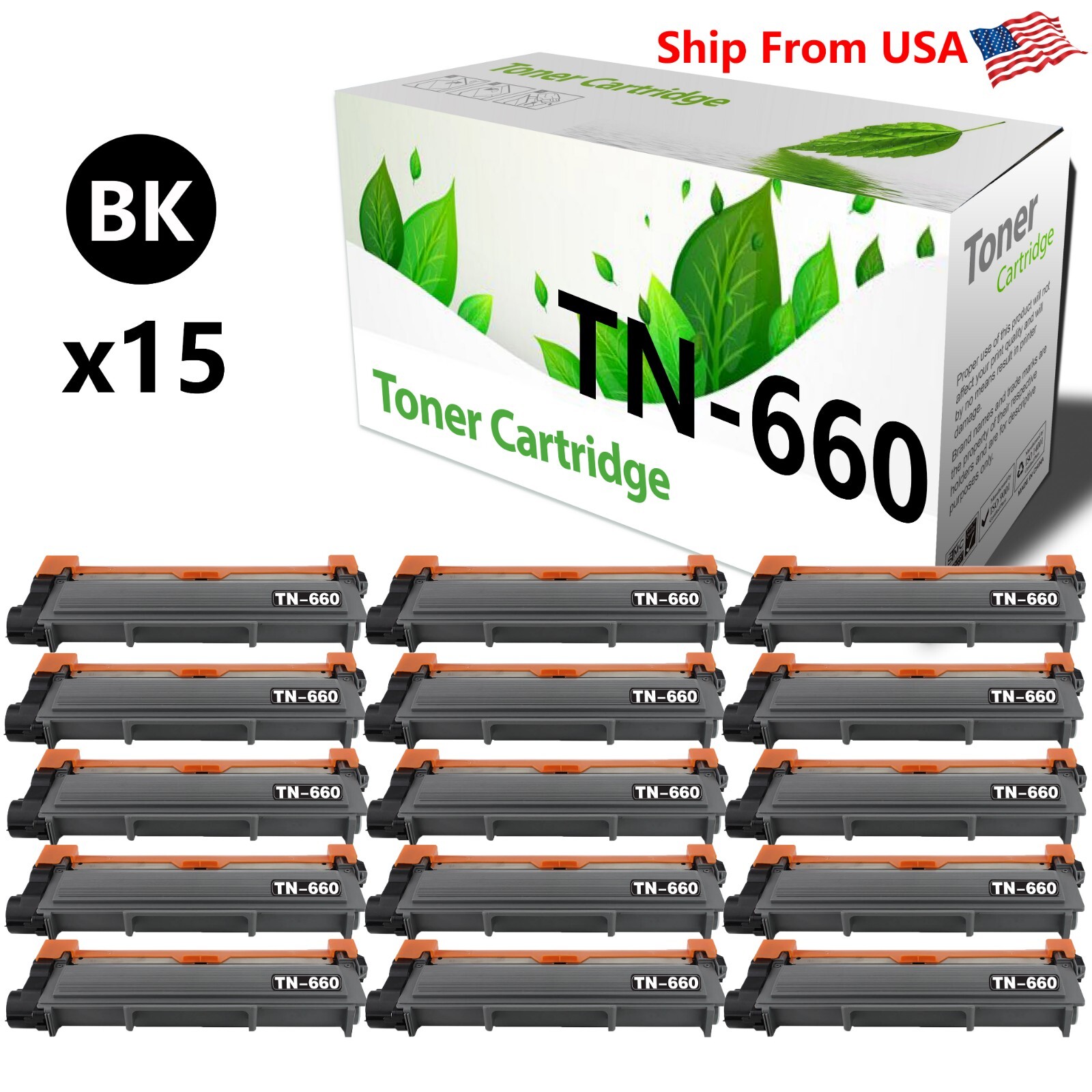 15PK TN660 TN-660 Toner Cartridge TN 660 for MFC L2705DW Printer