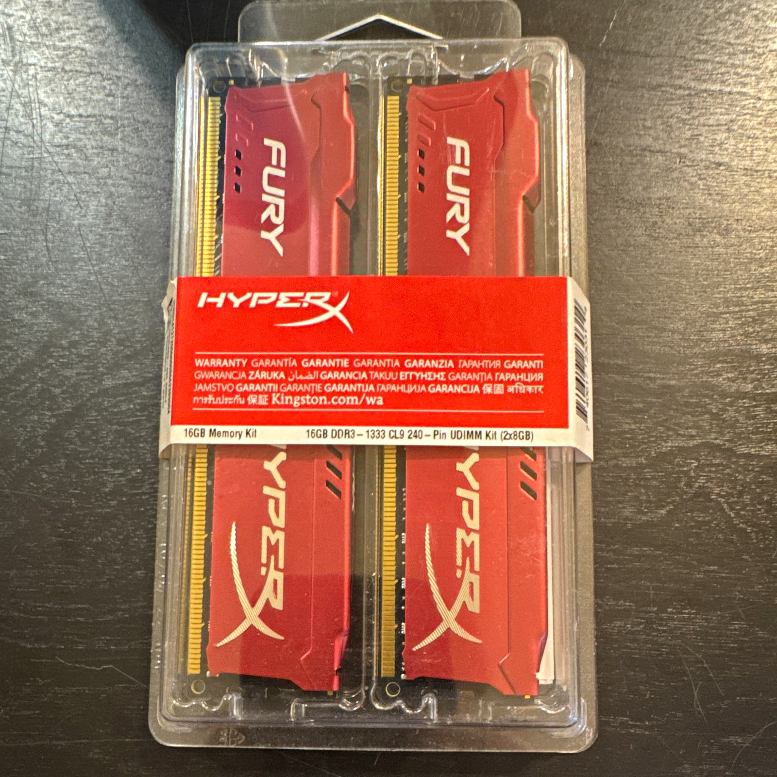 HyperX Fury 16GB (2x8GB) DDR3-1333 PC3-10600 CL9 240-Pin DIMM HX313C9FRK2/16