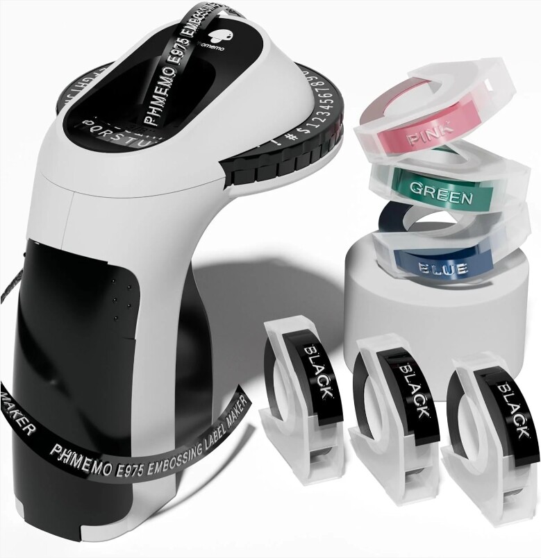 Compatible DYMO E975 Embossing Label Maker Phomemo Label Printer w/ 6 DYMO Tape