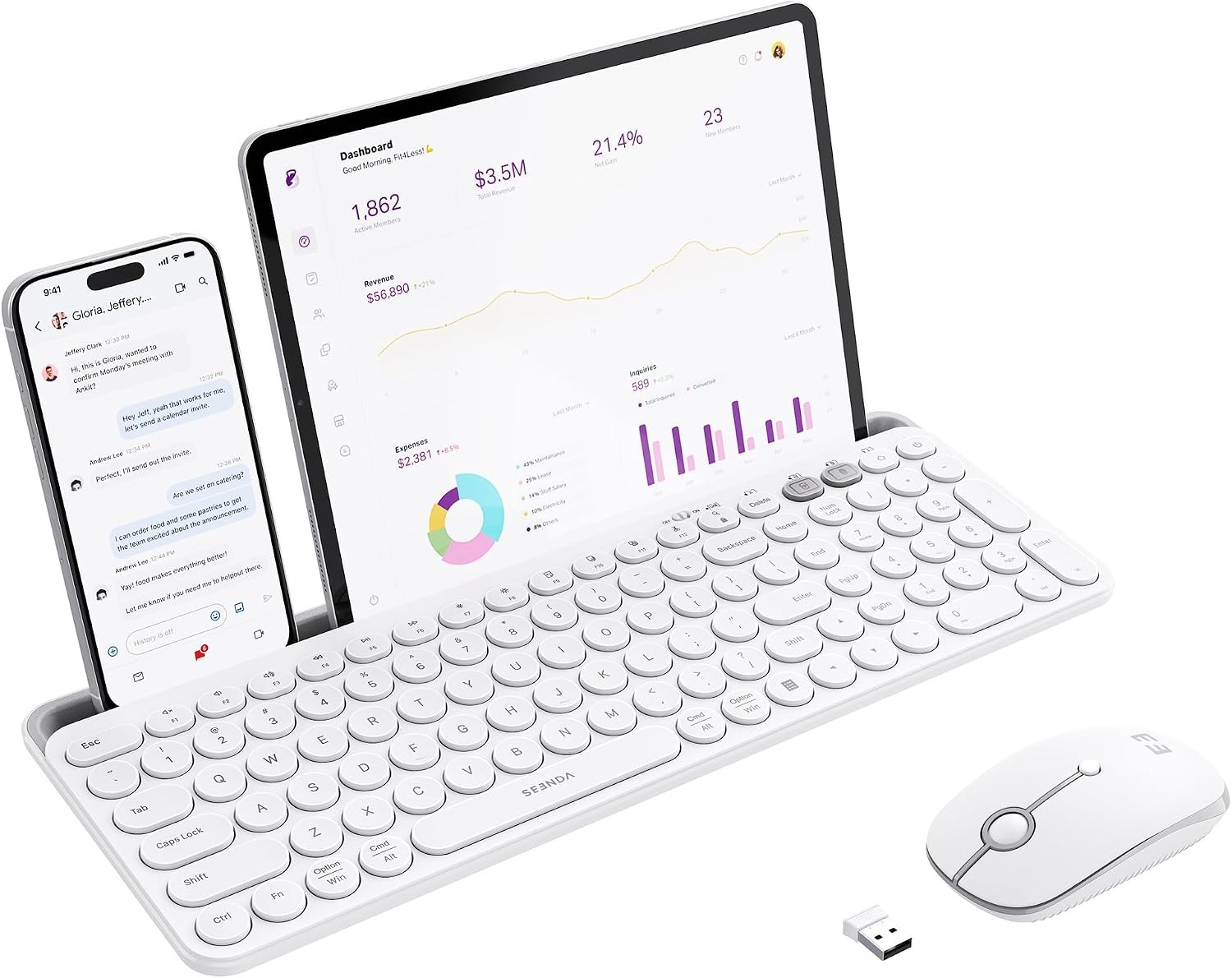 Seenda CBD2 CTU-301 Dual-Mode Wireless/Bluetooth Compact Keyboard Mouse Combo